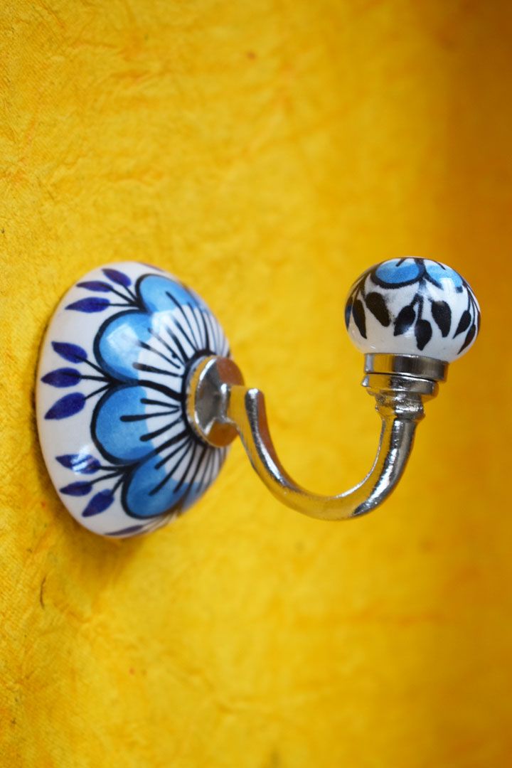 Blue Boho Design Hand Painted Wall Hooks