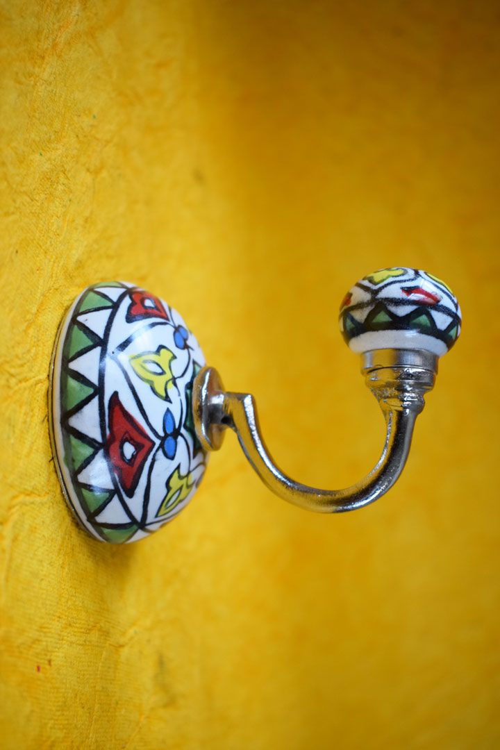 Boho Design Multi Color Hand Painted Wall Hooks