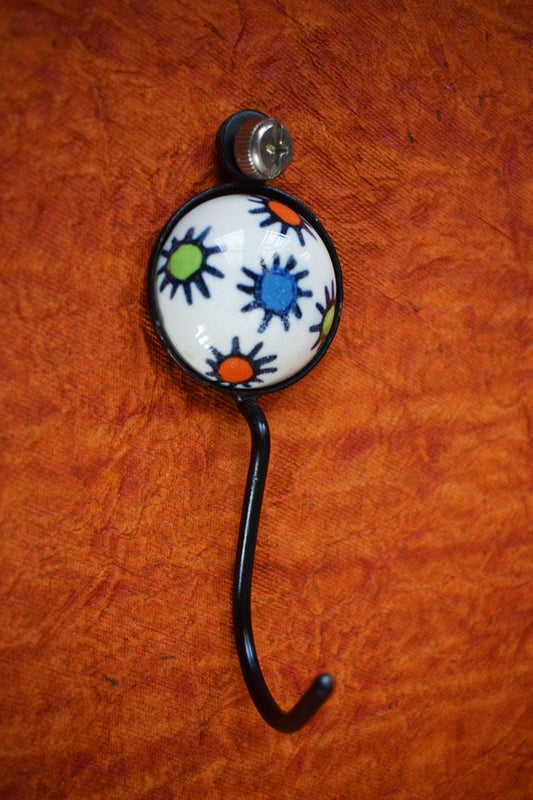 Hand Painted Wall Hook with Boho Design