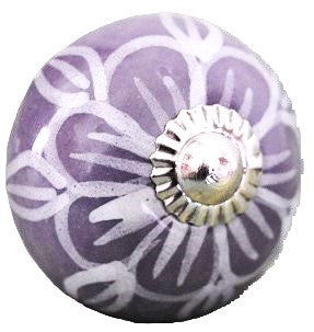 Hand Painted Lavender Designed Ceramic Knob / Drawer Pulls (Lot 2)