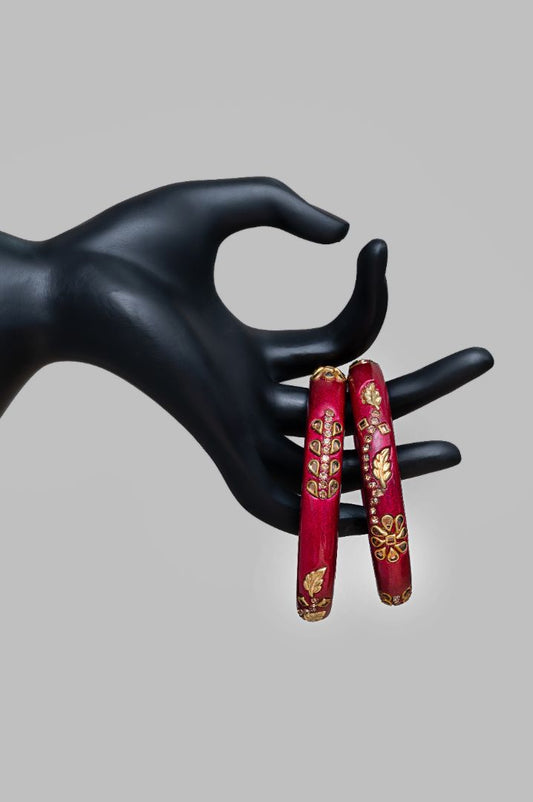From India's Handmade Casual Lac Kada Bangles For Women Marron