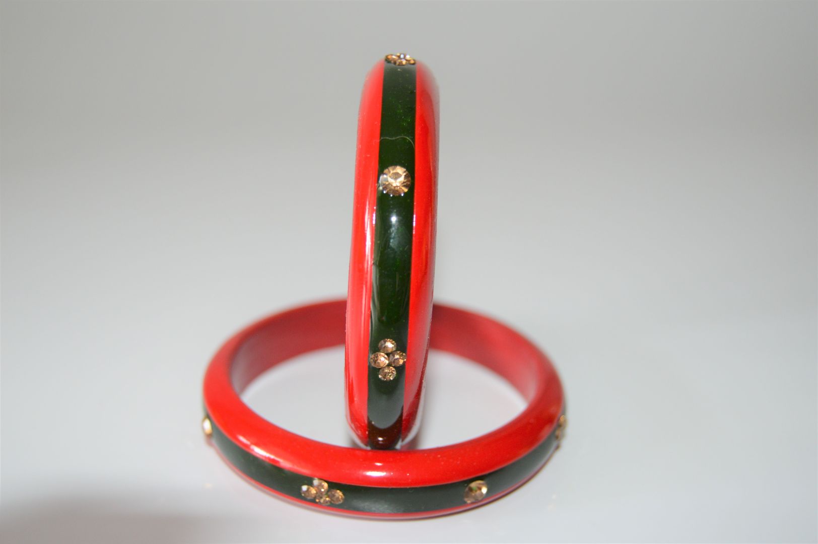 From India's Handmade Traditional Red Green Kada Pure Lac Bangle