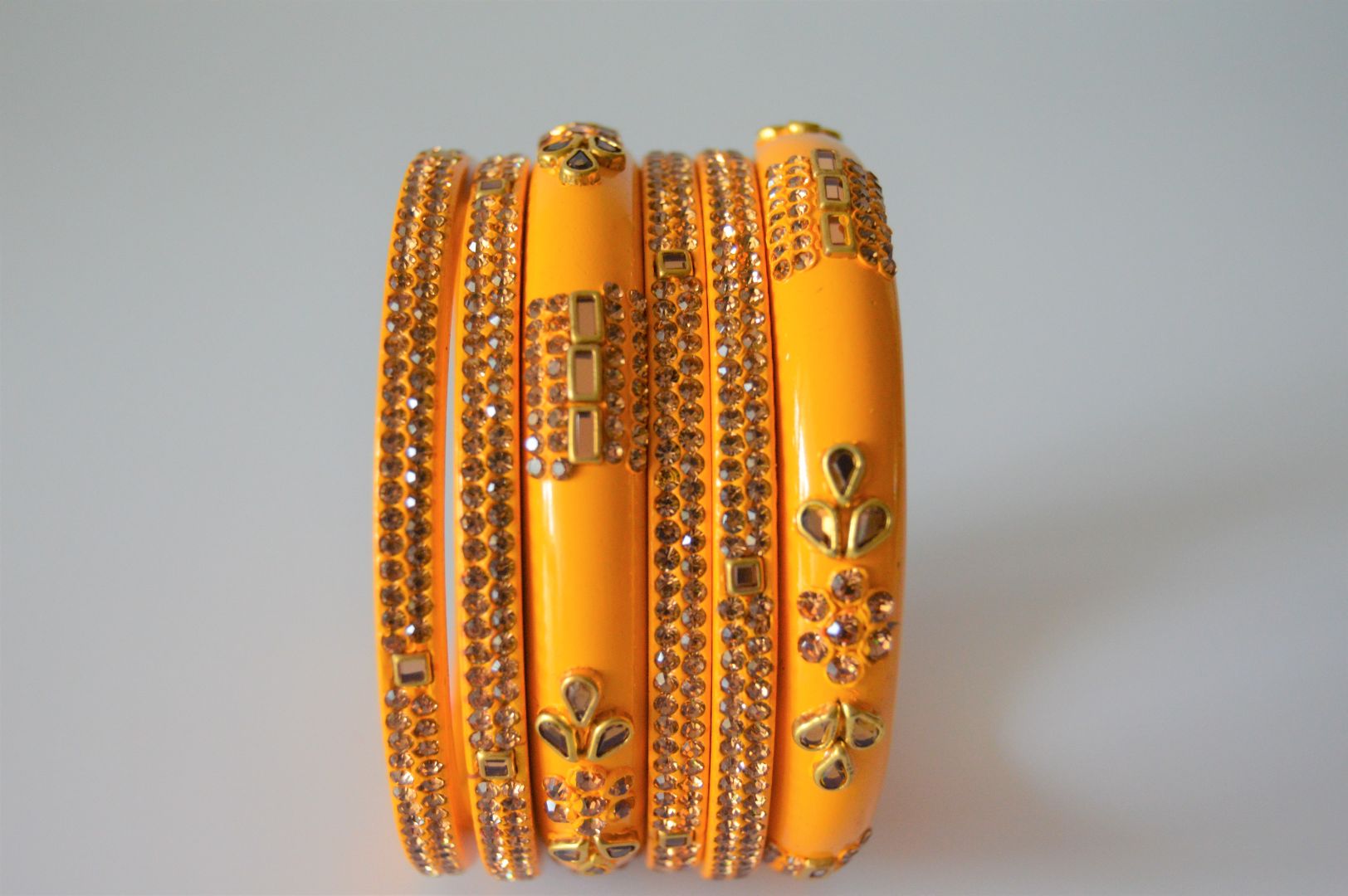 From India's Traditional Handmade Lac Bangle set Yellow