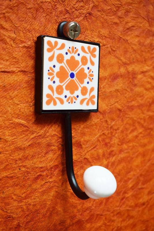 Hand Painted Orange Square Wall Hooks1