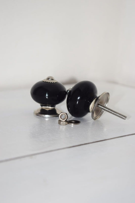 Hand Painted Plain Black Ceramic Knob1