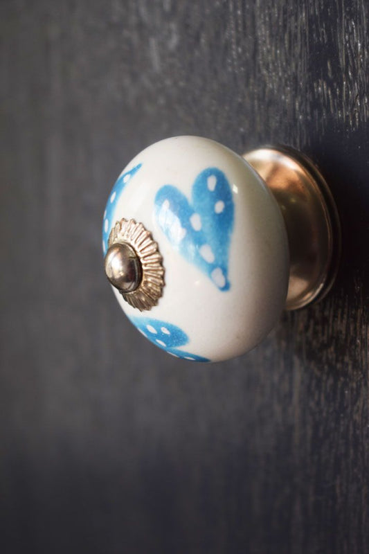 Hand Painted White with Blue Designed Ceramic Knob / Drawer Pulls3
