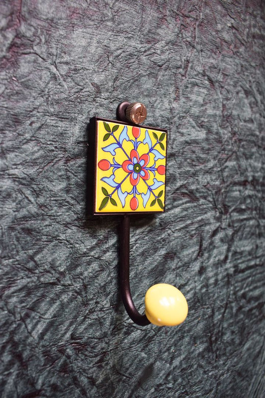 Hand Painted Yellow Square Wall Hooks1