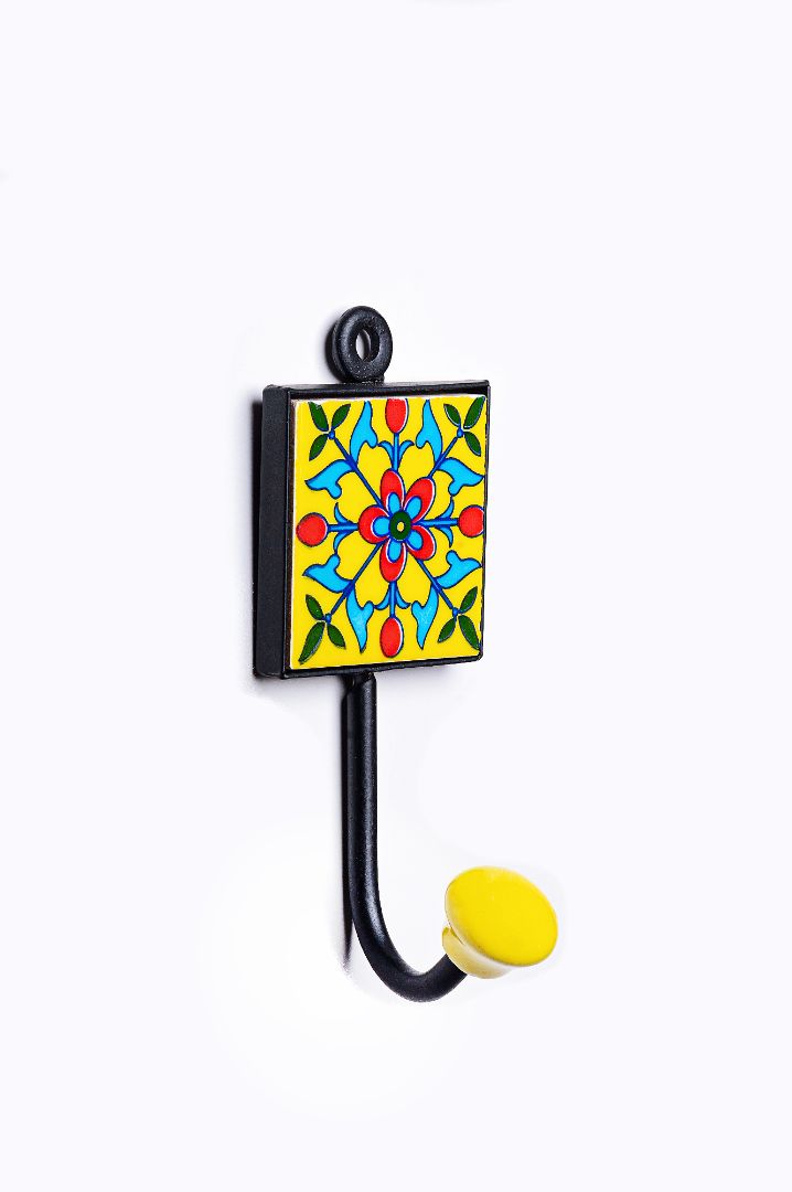 Hand Painted Yellow Square Wall Hooks2