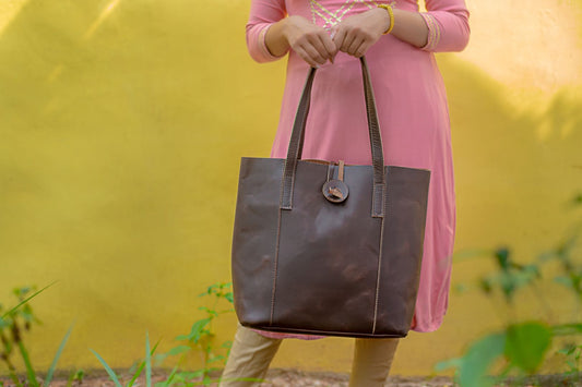 Handcrafted Premium Leather Tote - Maroon