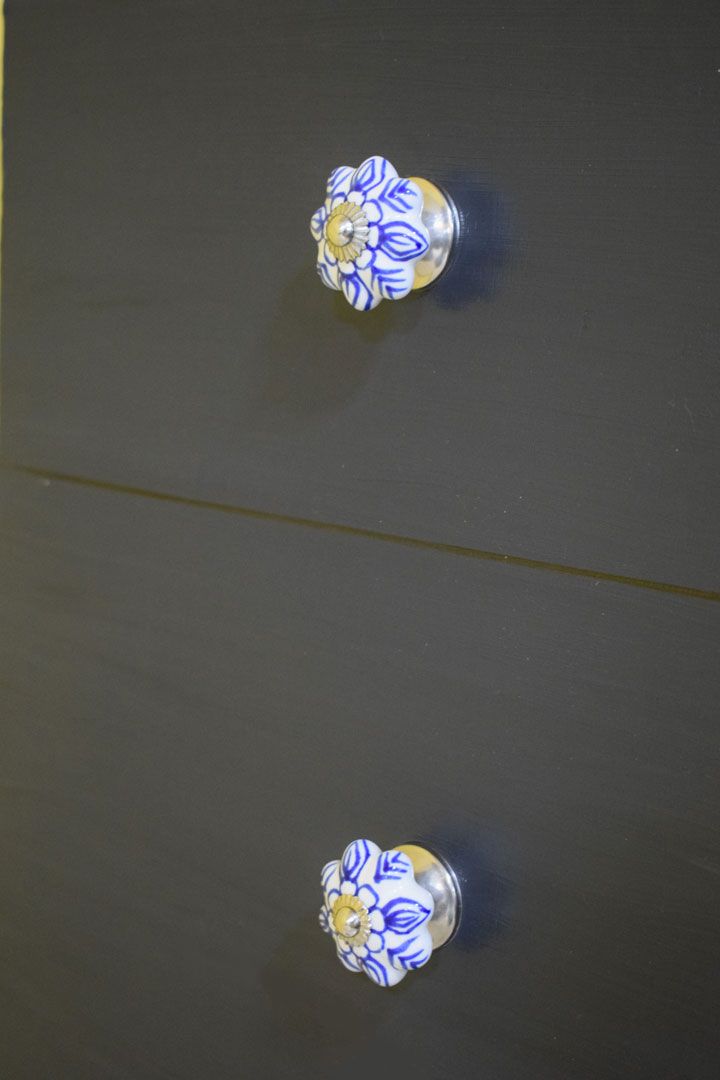 Handpainted Ceramic Pumpkin Shape Blue Designed Knob1