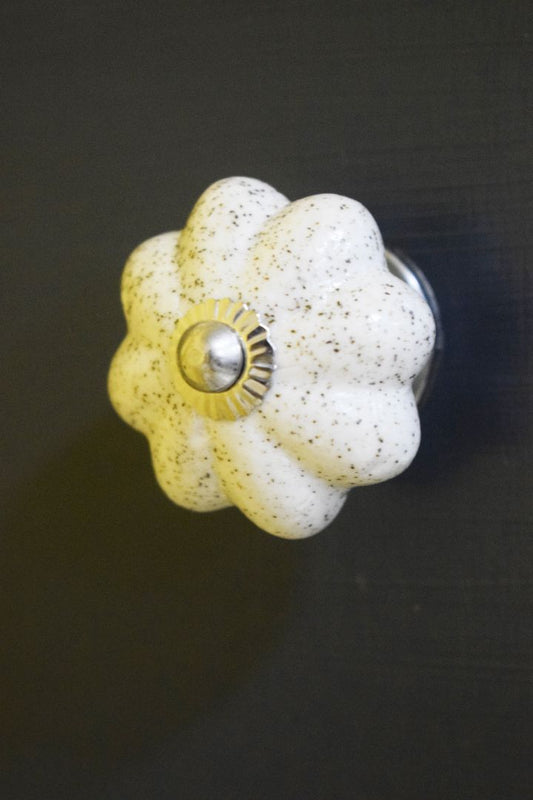 Handpainted White Ceramic Pumpkin Shape Knob 