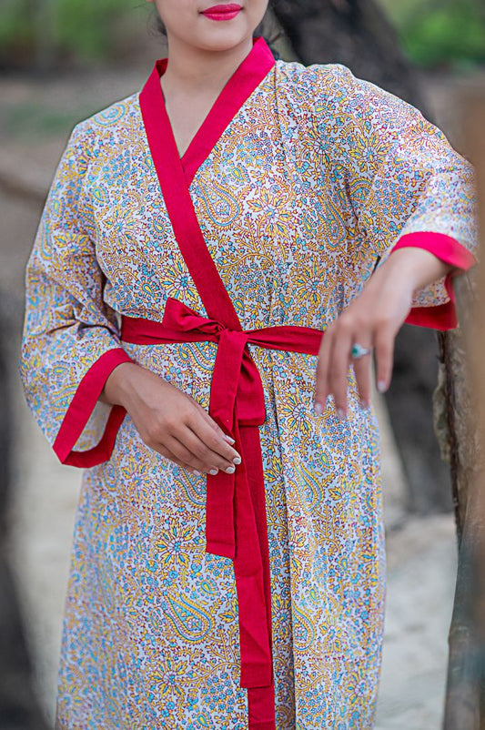 Indian Handmade Screen Printed Lamba Kimono Dress