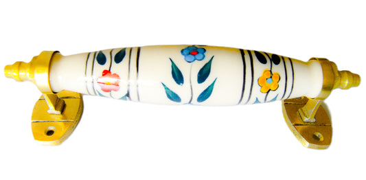 Hand Painted Leaf Design Ceramic Handle