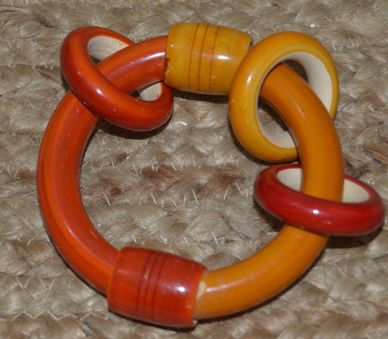 Wooden Circular Rattle with Rings for Newborn - Channapatna Toy